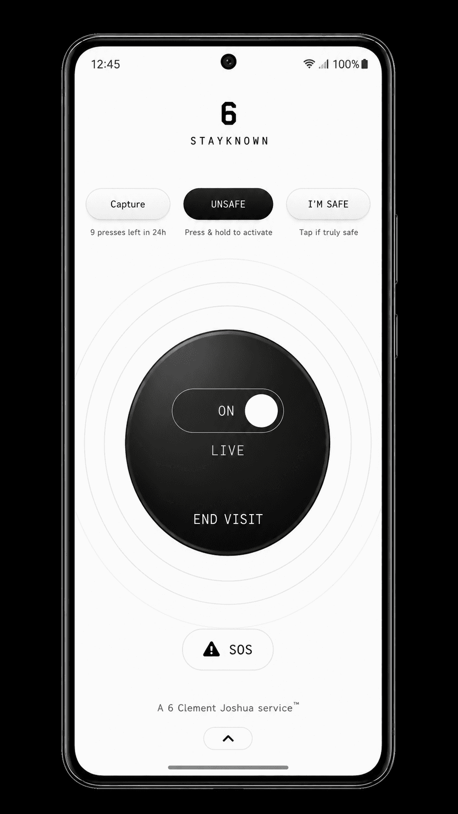 StayKnown Visit and LIVE protection screen