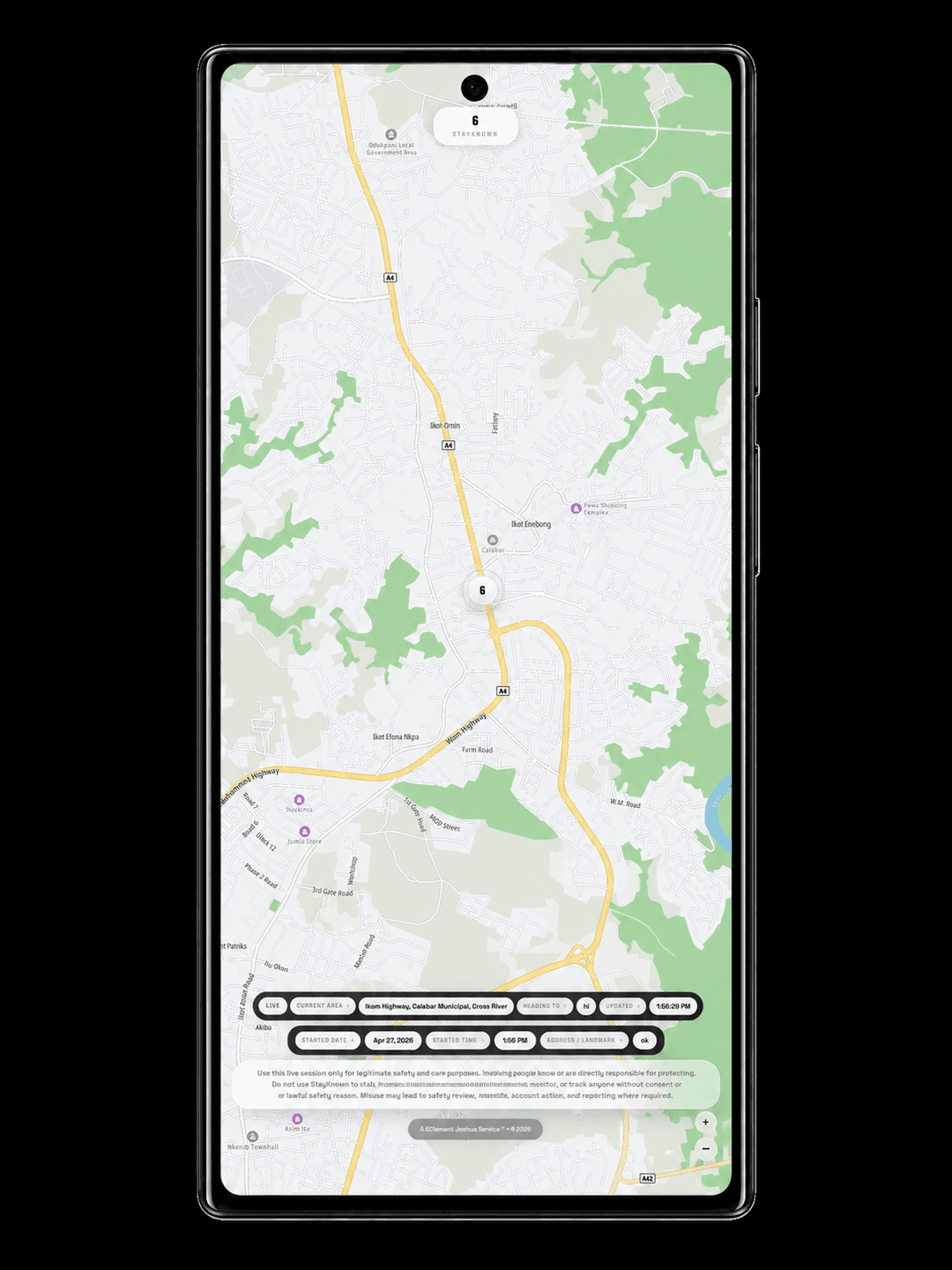 StayKnown LIVE safety map